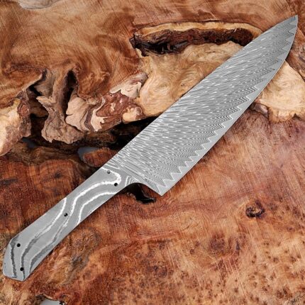 12" Damascus Chef Knife Fixed Blade Knife Full Tang Ultra Sharp Blade Blank
